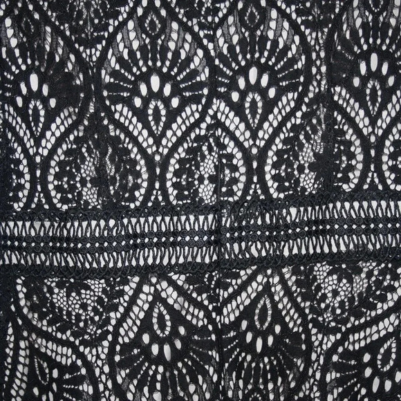 BB Dakota RSVP Black Lace Cocktail Dress A-Line Cut Fancy Mock Neck - Picture 9 of 15